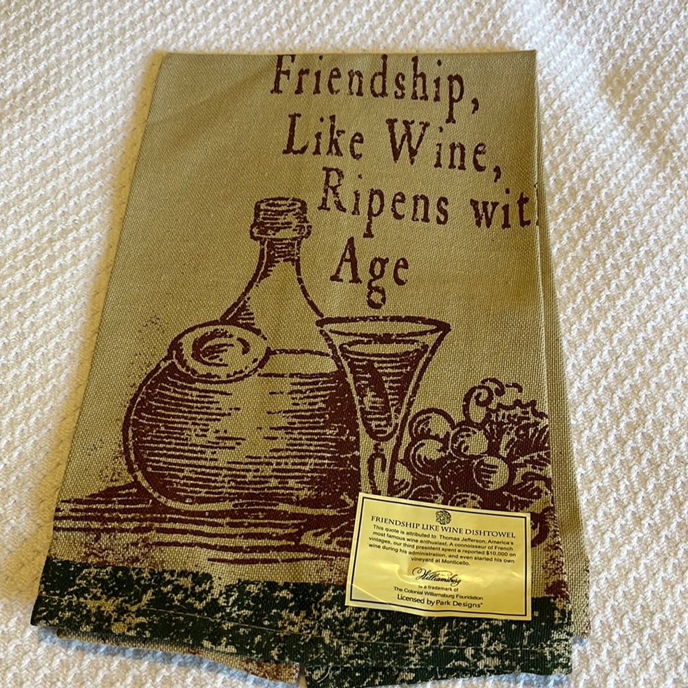 NWT! Friendship / Wine Neutral Dish Towel